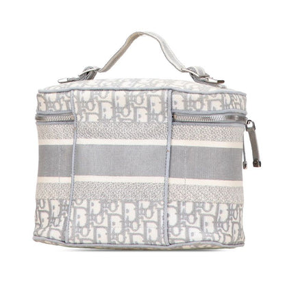 Dior Oblique Travel Vanity Vanity Bag Handbag Gray White Canvas Women's Dior