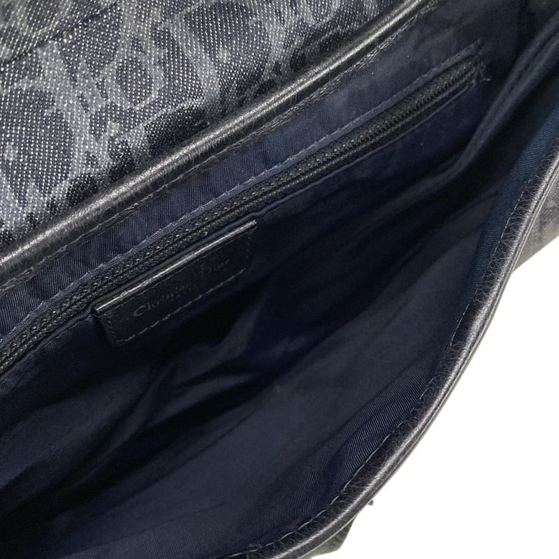 Dior/christian Dior Shoulder Bag Saddle Bag Navy Black And Orange Leather