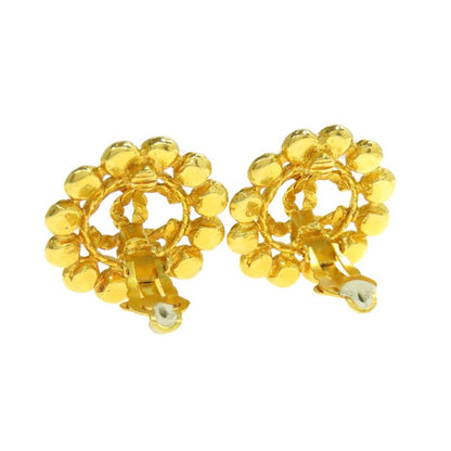 Chanel Coco Rhinestone Earrings Metal Ladies