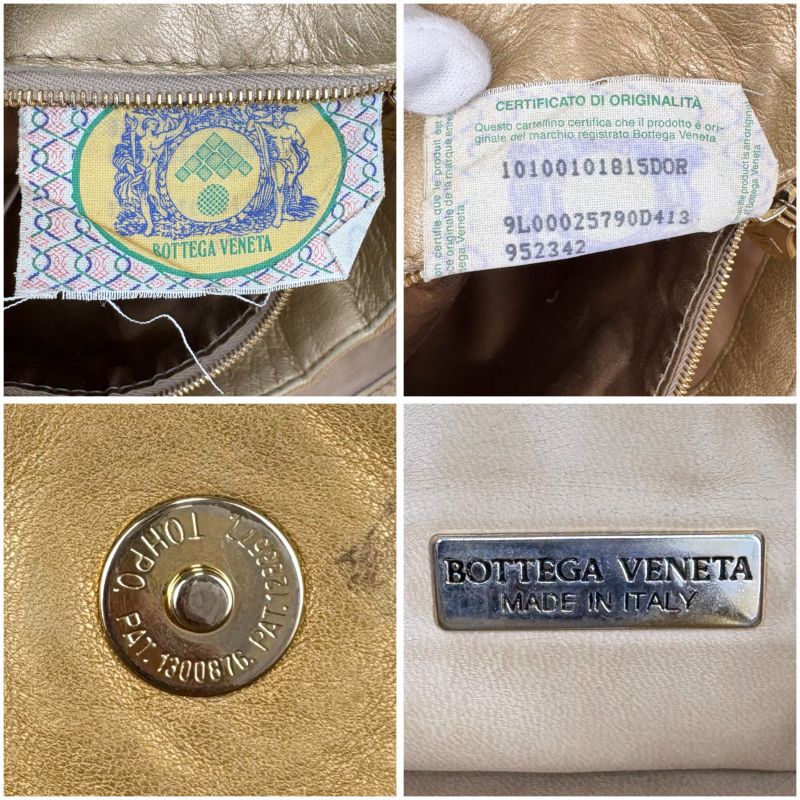 Bottega Veneta Shoulder Bag Shoulder Bag Gold Intrecciato Leather Semi Shoulder