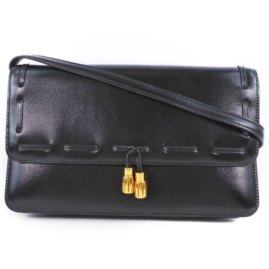 Hermes 2WAY Clutch Tassel Calf Black 0O Ladies Shoulder Bag
