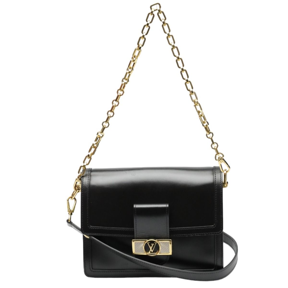Louis Vuitton Lock Dauphine MM Chain Shoulder Bag Noir