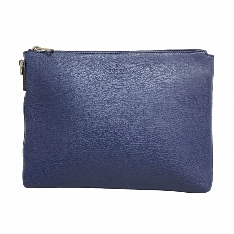 Gucci Clutch Bag 387075 Leather Navy Silver Hardware Men's