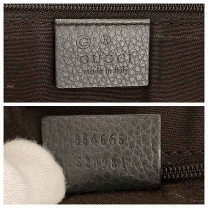 Gucci Bamboo Gray Silver Hardware Leather 354665 Tote Bag Shoulder Bag Women