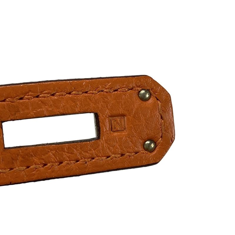 Hermes Shoulder Bag Sau Kelly 26 Orange Silver Hardware