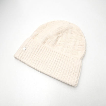 Hermes Freckens Knit Cap Size S Serie Button H Logo Ribbed Beanie Hat