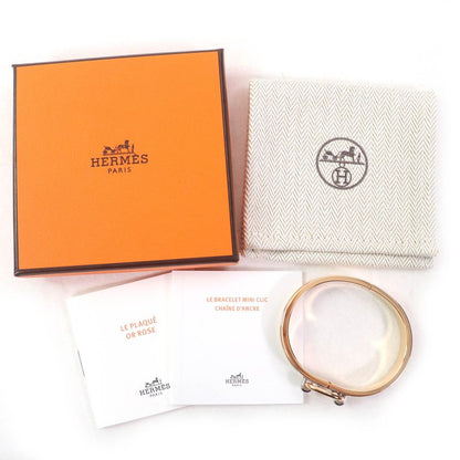 Hermes Mini Click Chaine D'ancre Enamel Rose Gold/marron Glasse Bangle Bracelet