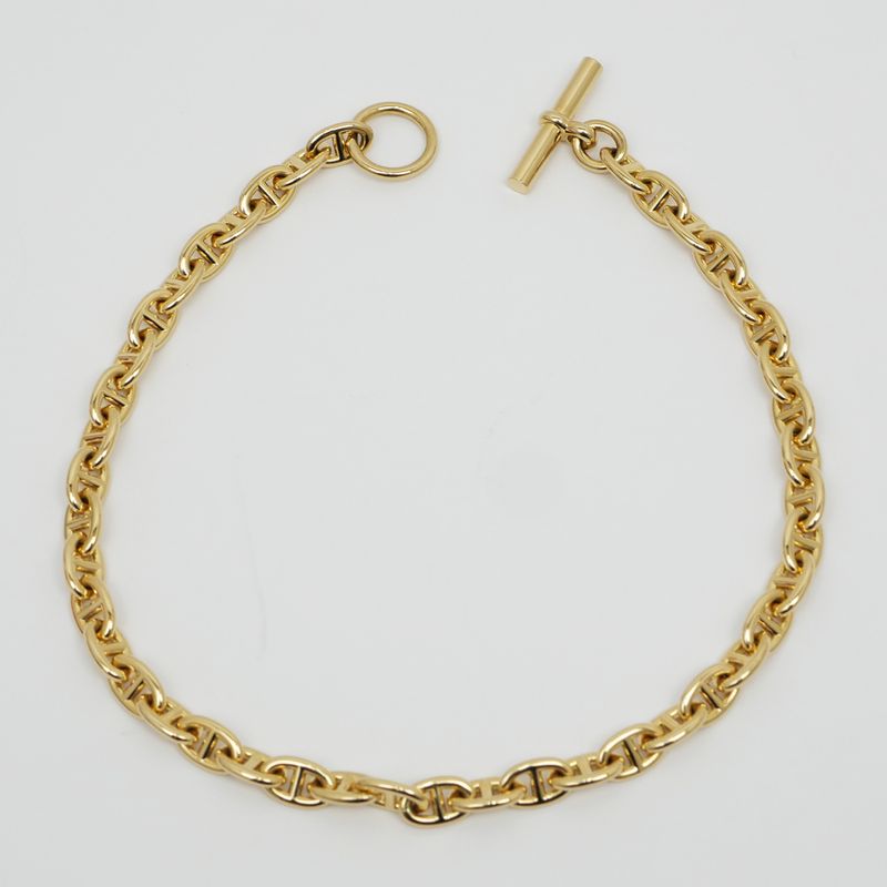 Hermes Chaine D'ancre PM Necklace 750 YG Yellow Gold 43 Pieces 109.6g