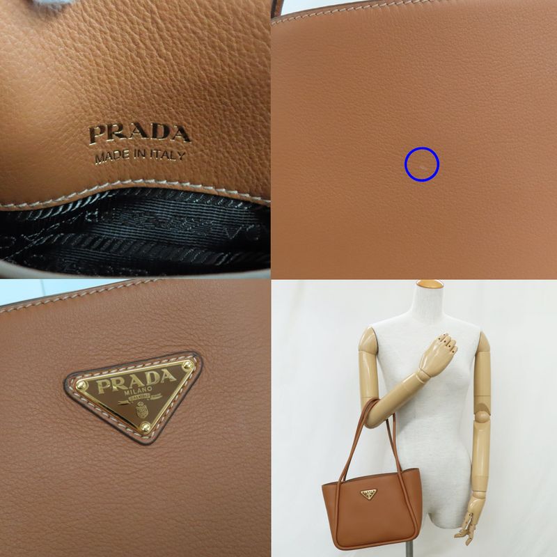 Prada Mini Tote Bag 1bg539 Shoulder - Soft Grain Leather Camel