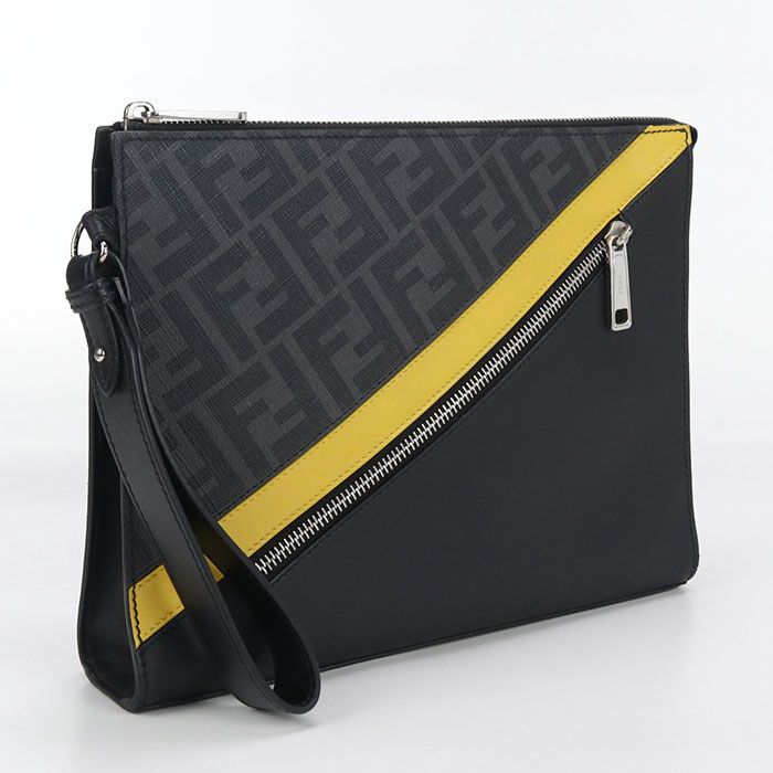 Fendi Diagonal 7va491 Clutch Bag PVC Men's