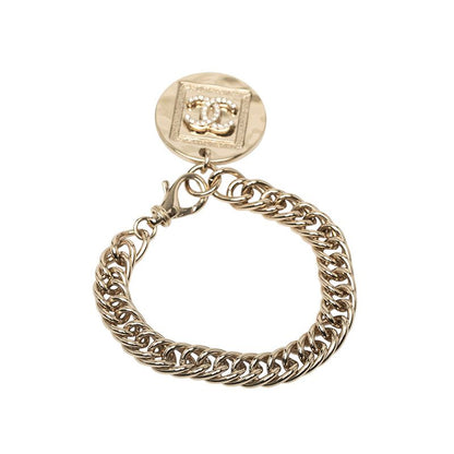 Chanel Coco Mark Chain Bracelet Gold Plated Rhinestone Ladies Chanel