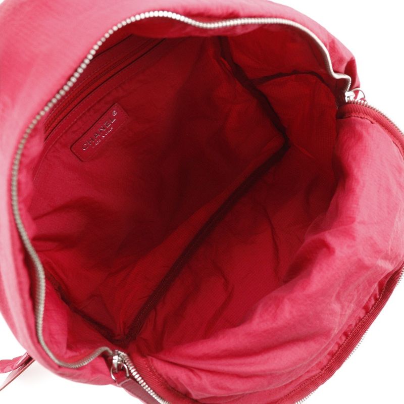 Chanel Coco Mark Matelasse Nylon Red Women's Backpack/daypack