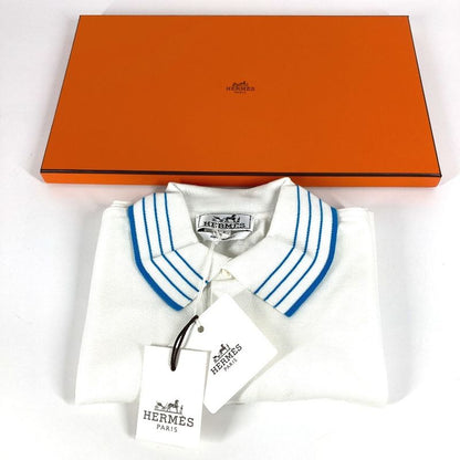 Hermes Polo Shirt H Logo Line Cotton White