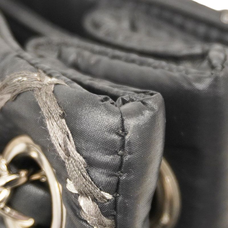 Chanel Shoulder Bag Paris Visance Nylon Black Silver Hardware Women