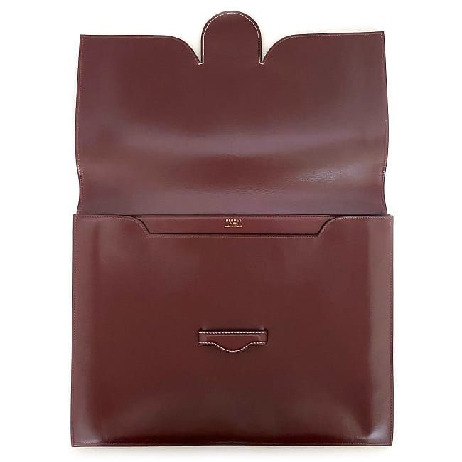 Hermes Clutch Bag Fako Bordeaux Excellent Condition Leather Box Calf