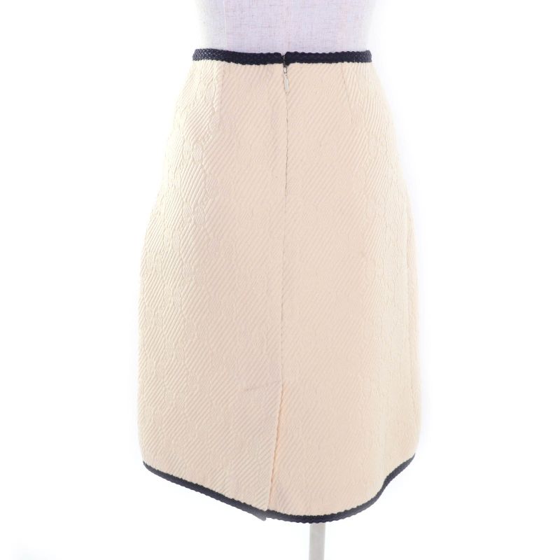 Gucci 577898 Silk Blend GG Pattern Knee Length Wool Skirt Tight Skirt Ivory