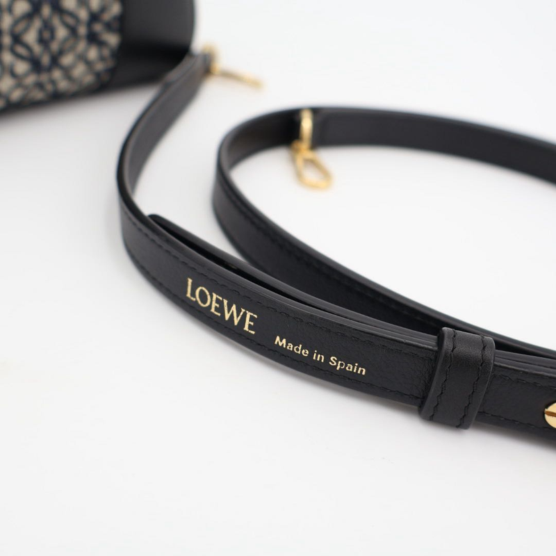 Loewe Amazona 16 Navy Black Gold Hardware A039n21x03 Calf Anagram Jacquard