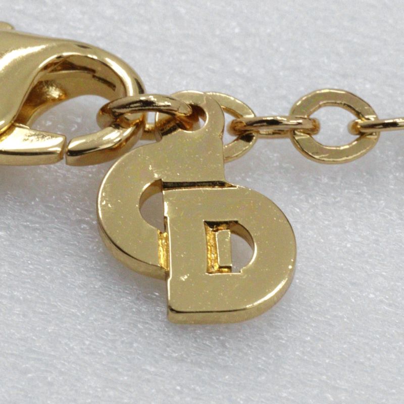 [dior] Christian Dior Logo Heart Gold Plated And Rhinestone Ladies 5.4g Necklace