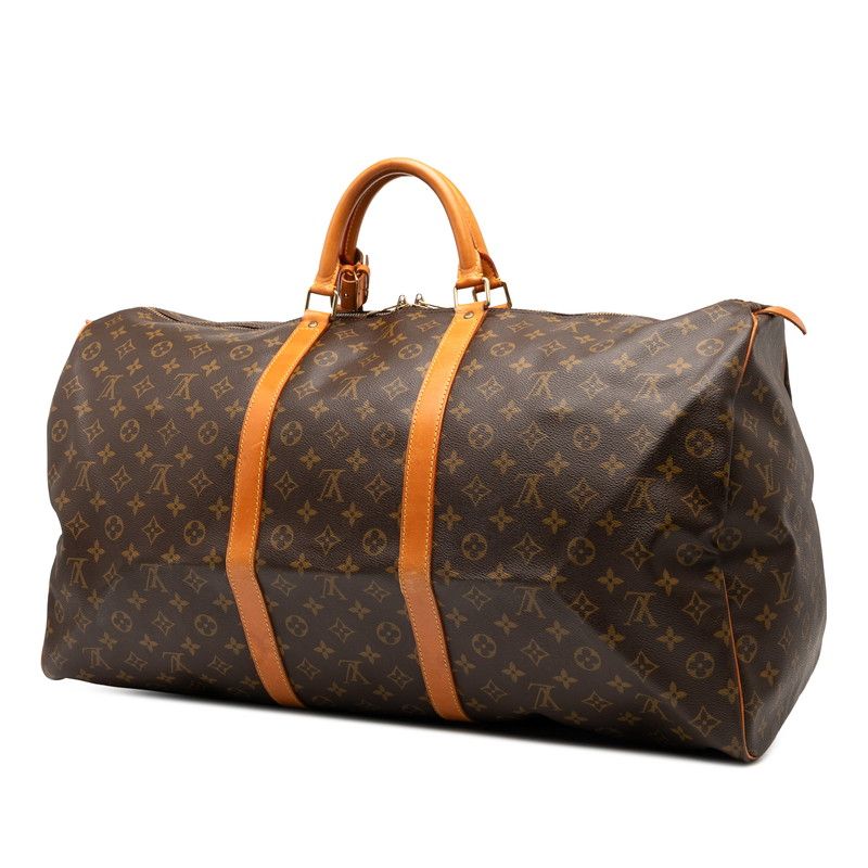 Louis Vuitton Monogram Keepall 60 Boston Bag Travel Bag M41422 Brown PVC
