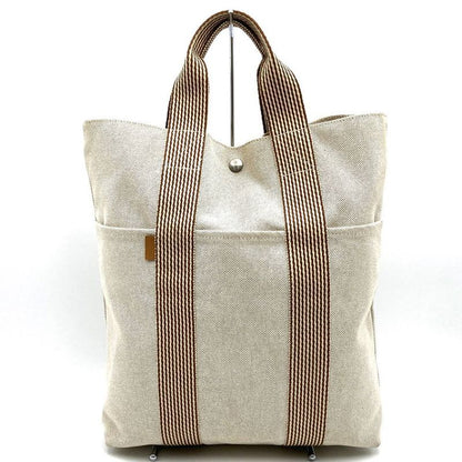 Hermes New Fourre Tout Tote Handbag Beige Brown Canvas Women Men Fashion