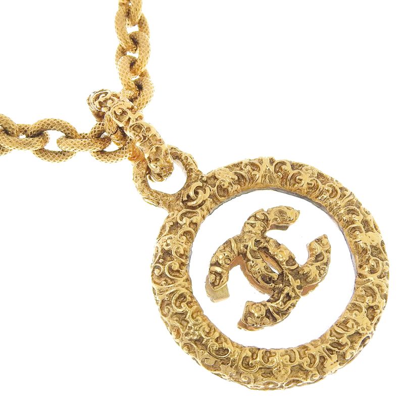 Chanel Coco Mark Vintage Gold Plated And Glass Ladies 172.4g Necklace