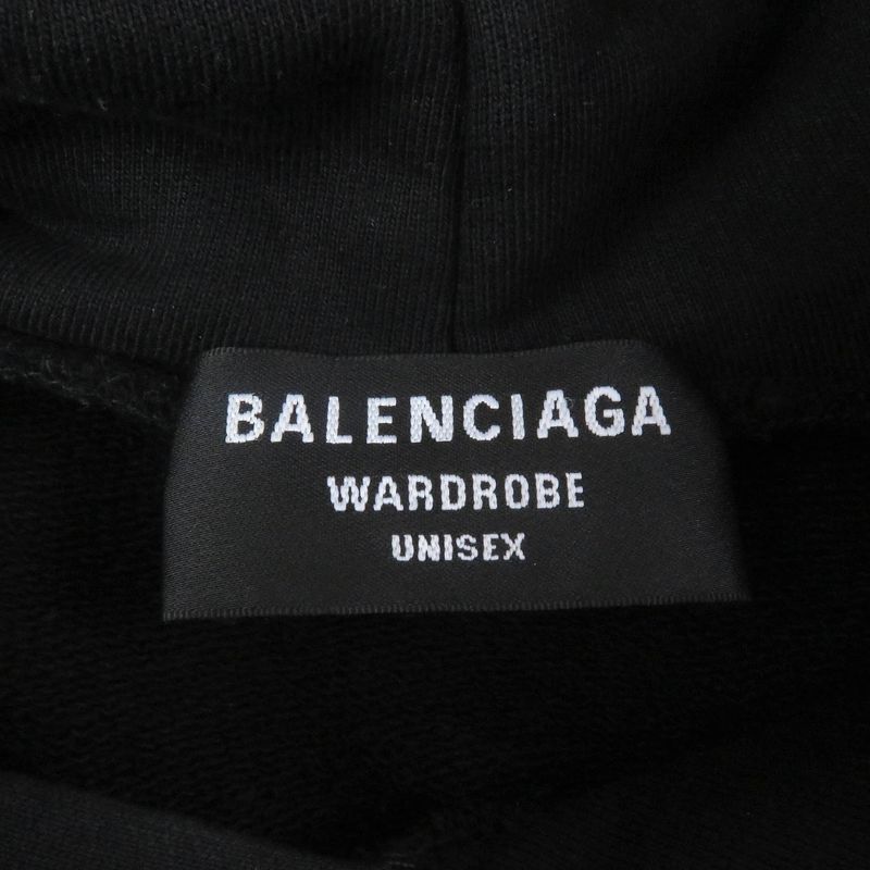 Balenciaga 2021 600583 Campaign Logo Print Oversized Pullover Hoodie Black XXS