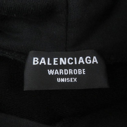Balenciaga 2021 600583 Campaign Logo Print Oversized Pullover Hoodie Black XXS