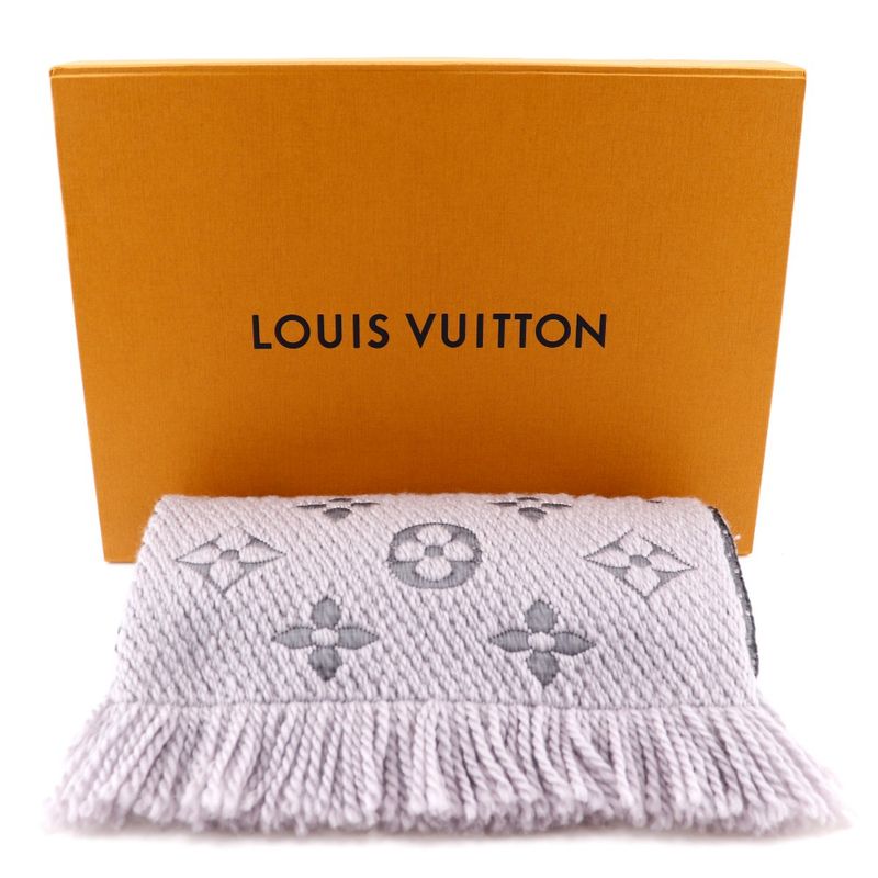Louis Vuitton Echarpe - Logomania Wool And Silk Gripe Lou Gray Gm0168 Unisex