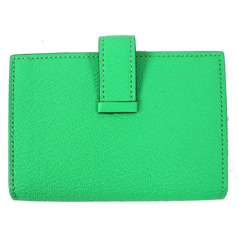 Hermes Bearn Mini Vert Comic Silver Hardware Chevre Misol Bifold Card Case