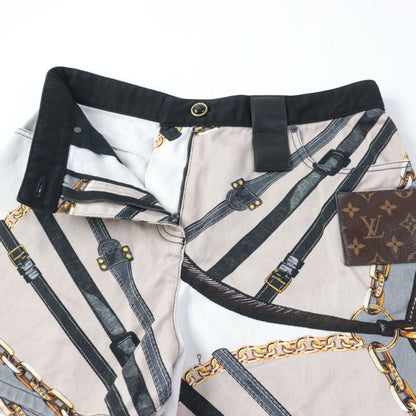 Louis Vuitton 2022 Scarf Print Monogram Leather Patch Shorts Multicolor 42 Made