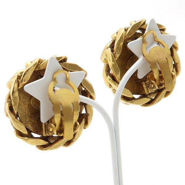 Chanel Earring Vintage GP Rhinestone Coco Mark Diameter Approx 3cm (1.18in)