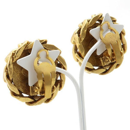 Chanel Earring Vintage GP Rhinestone Coco Mark Diameter Approx 3cm (1.18in)