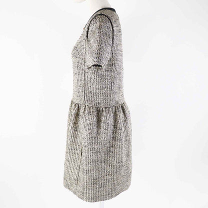 Louis Vuitton 23SS 1aayvw Zip Up Lurex Tweed Dress/short Sleeve Dress Black