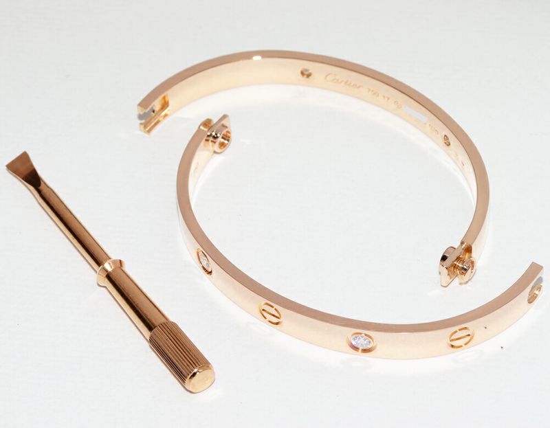 Cartier Bracelet Bangle 18K Pink Gold Diamond 4p(042ct) Love Bracelet Half