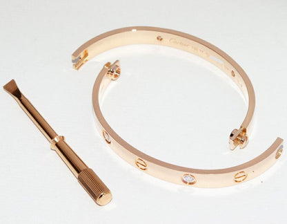 Cartier Bracelet Bangle 18K Pink Gold Diamond 4p(042ct) Love Bracelet Half