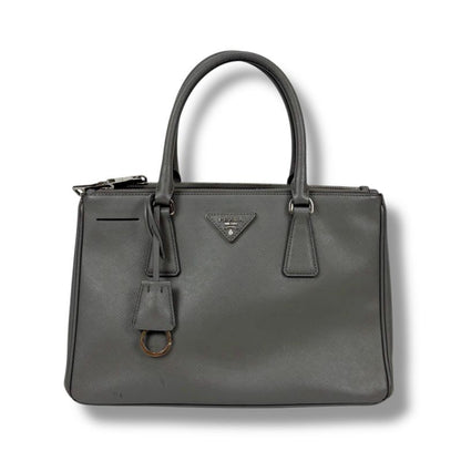 Prada Galleria 2WAY Mini Tote Shoulder Bag Saffiano Leather Light Gray