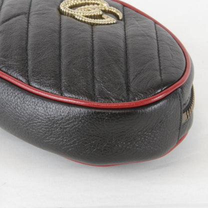 Gucci 476434 493075 GG Marmont Waist Bag Leather Women's