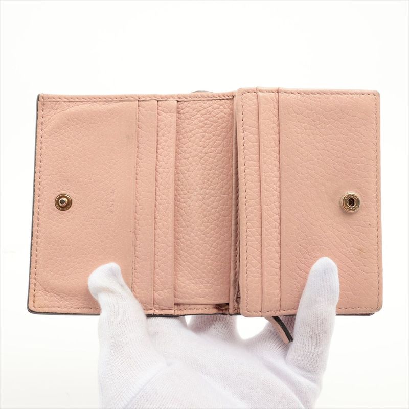 Gucci Animalier Bee Blind For Love Leather Compact Wallet 460185 Pink Made In