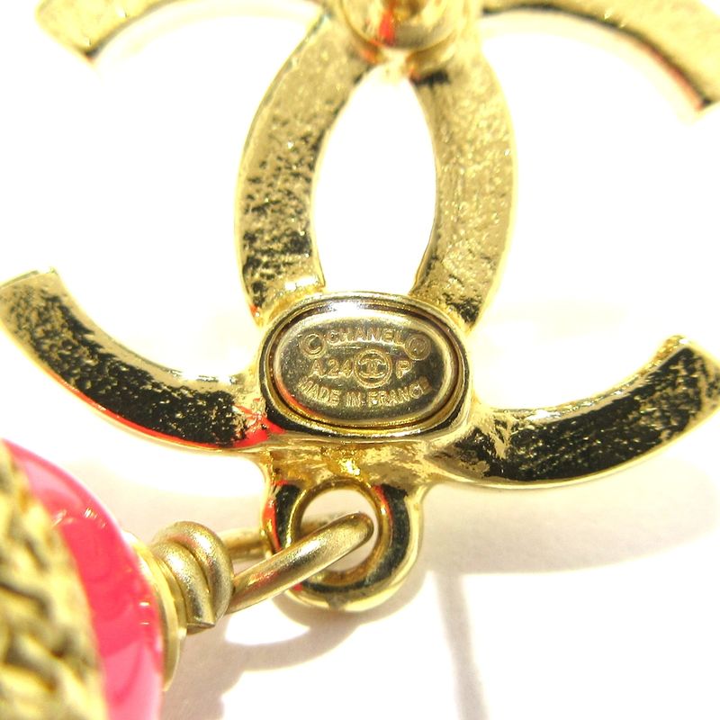 Chanel Earrings - Gold And Pink Coco Mark