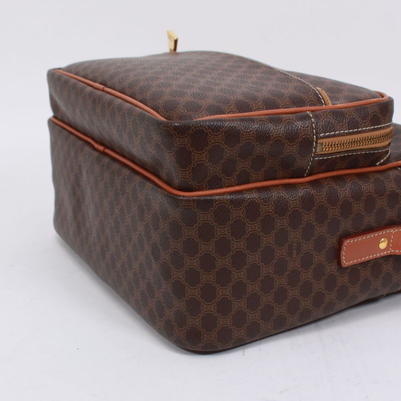 Celine Macadam Leather X PVC Brown Shoulder Bag Gold