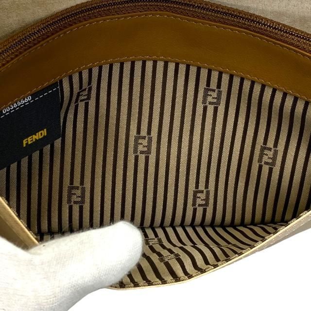 Fendi Chameleon 8m0284 Clutch Bag Clutch Pochette Leather Light Brown Beige
