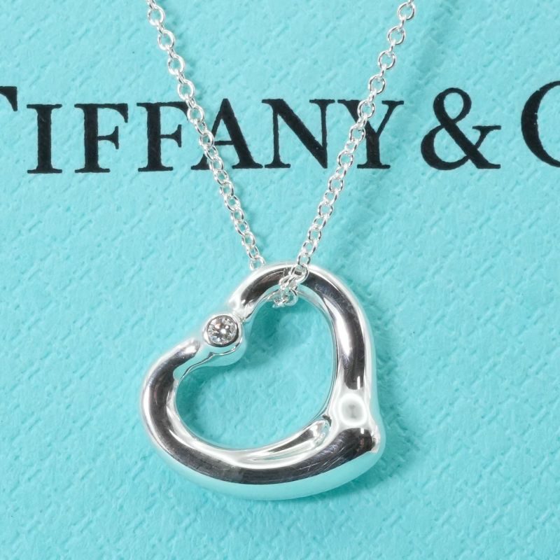 16mm (0.63in) Tiffany & Co 2P Diamond Open Heart Necklace 25-478
