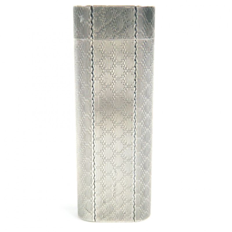 Cartier Checkered Pattern Oval Roller Type Gas Lighter Smoking