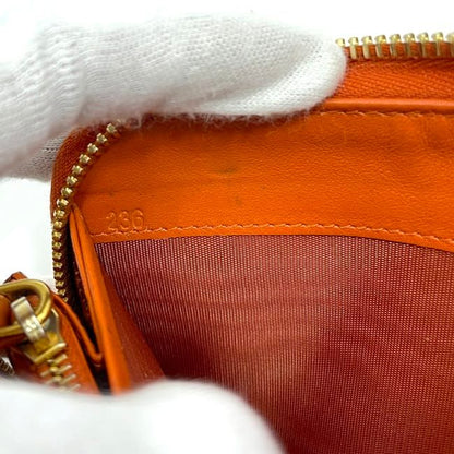 Prada Round Zipper Long Wallet Orange Papaya Vitello
