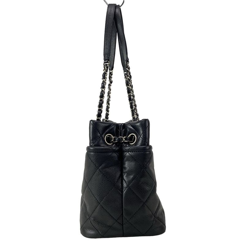 Chanel Tote Bag Matelasse Black Silver Hardware / Chain Shoulder