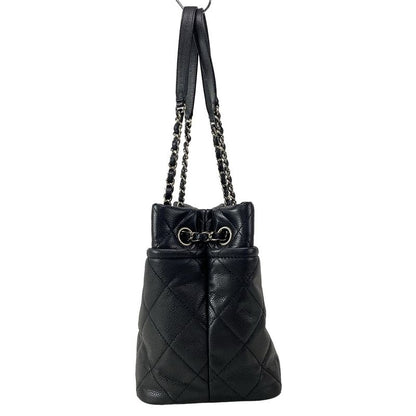 Chanel Tote Bag Matelasse Black Silver Hardware / Chain Shoulder