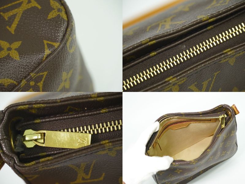 Authentic Louis Vuitton LV Looping MM Monogram Shoulder Bag Handbag Brown