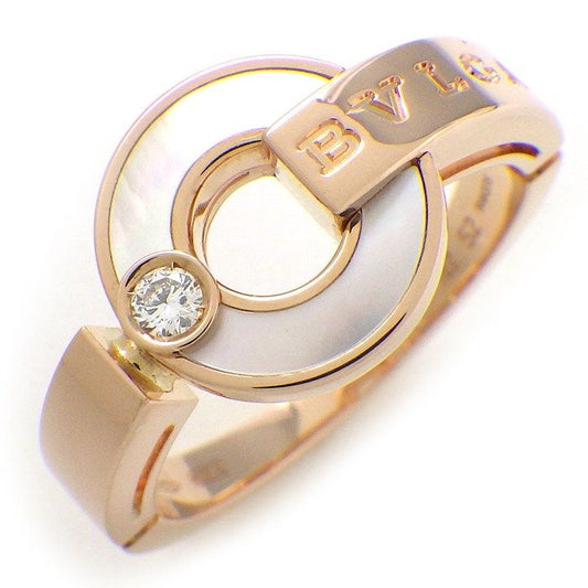 Bulgari Bvlgari Ring Bulgari Openwork 357519 Logo Round Circle White Shell 1