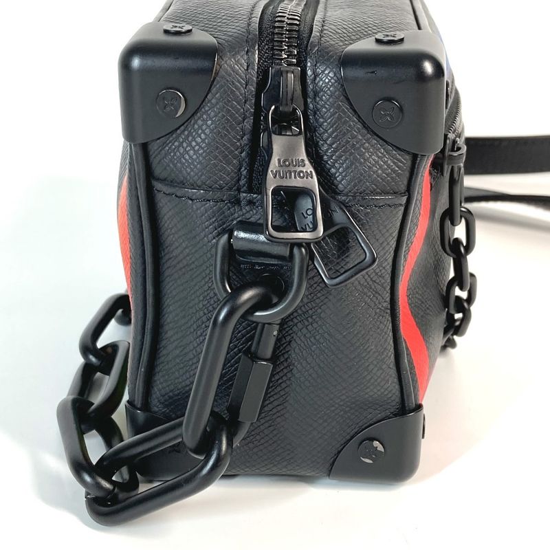 Louis Vuitton Shoulder Bag Mini Soft Trunk M30351 Taiga Leather Black