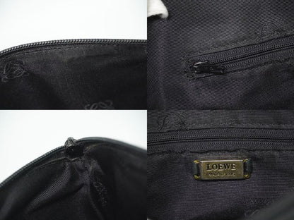 Authentic Loewe Anagram Tote Handbag Leather Black Anagram Bag Pre-owned